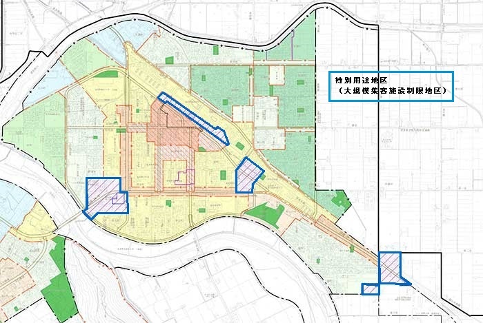 特別用途地区(大規模集客施設制限地区)を示した地図