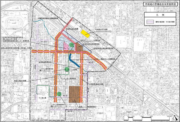 市街地の整備改善事業箇所図の画像