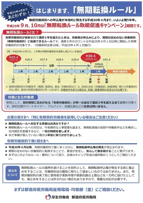 無期転換ルールのチラシ画像