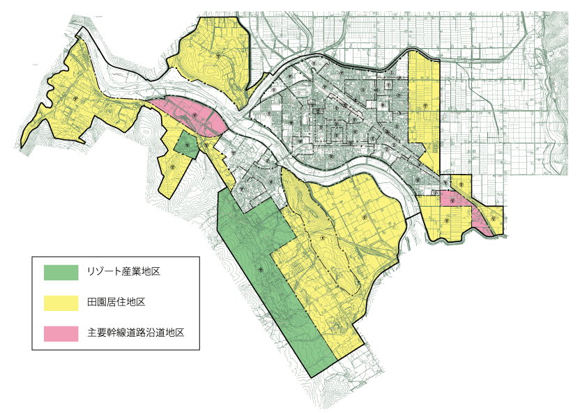 特定用途制限地域を3つのゾーンに区分した地図