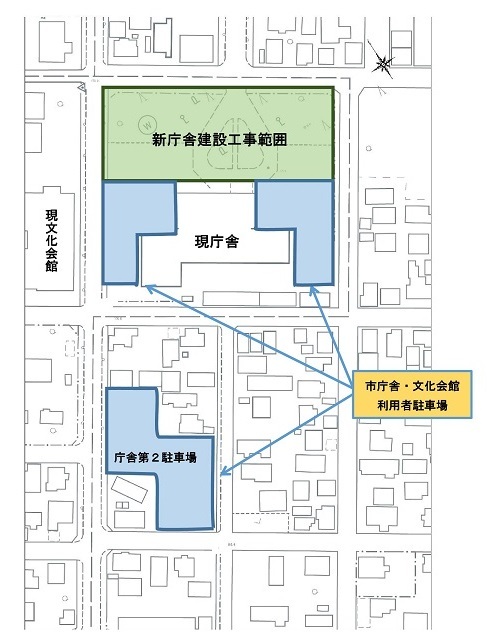 変更になった駐車場の場所を示している略図画像