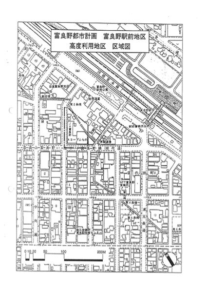 富良野市都市計画 富良野駅前地区 高度利用地区区域図の画像