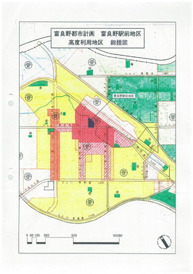 富良野市都市計画 富良野駅前地区 高度利用地区総括図の画像