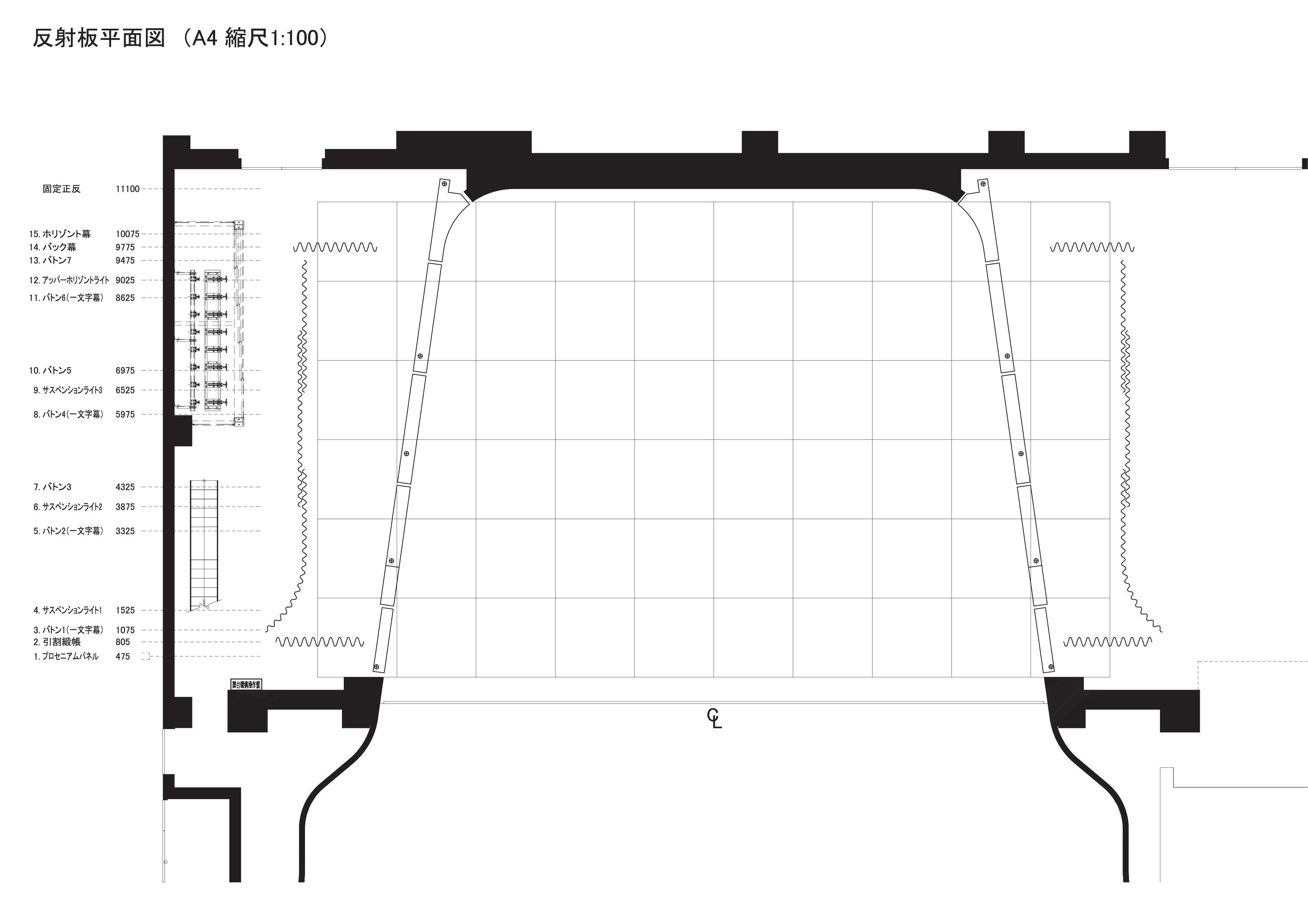 大ホールステージ平面図反射板クローズ