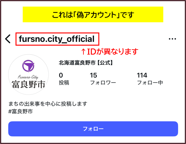 偽アカウントの画像